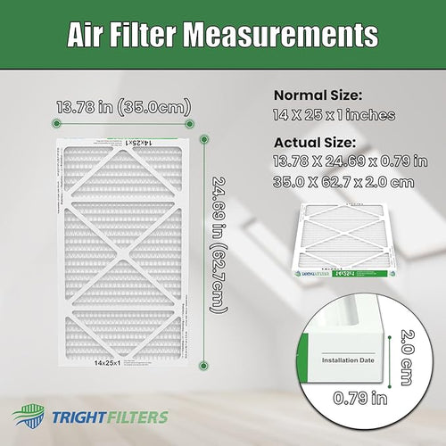 14x25x1 Air Filter 4 Pack, Durable MERV 8 Pleated Home HVAC AC Furnace Filters - Image 2