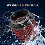 3" 3.5" 4" Inlet Car Replacement Cold Air Intake Filter 76mm 89mm 102mm 3 Sizes - Image 3