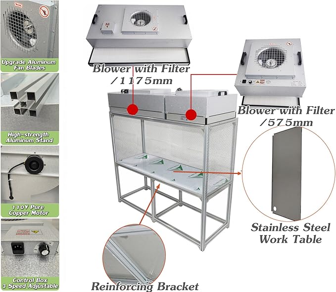 INTSUPERMAI Vertical Laminar Flow Hood Air Flow Clean Bench Workstation Lab - Image 3