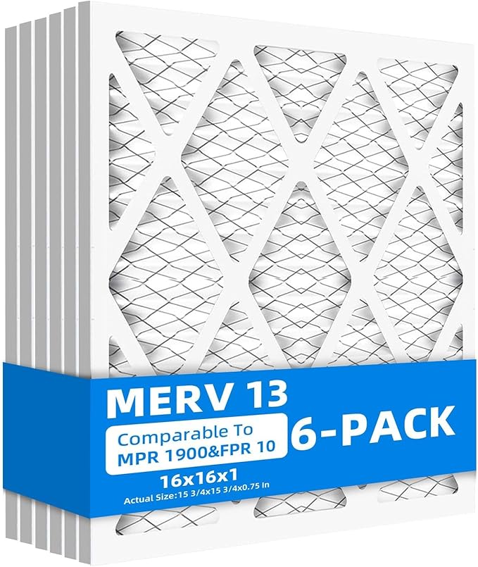 16x16x1 Furnace Air Filters, MPR 1900 & FPR 10, MERV 13 Pleated Air Filter by Chenzhit