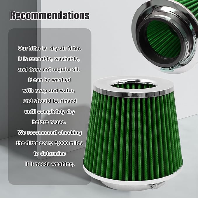 RYANSTAR RACING 89mm 3.5" High Flow Round Tapered Cone Cool Air Filter Cleaner - Image 6
