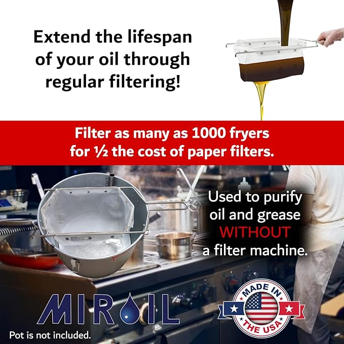 MirOil B6PS EZ Flow Deep Fryer Oil Filter Bag w/Frame – Reusable Grease Fryer - Image 5