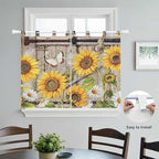 Farmhouse Sunflowers Kitchen Curtains 45 Inch Length, Short Cafe Window - Image 4