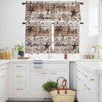 Kitchen Curtains Tiers and Valance Set of 3, Rustic Star Brown Light Filtering - Image 3
