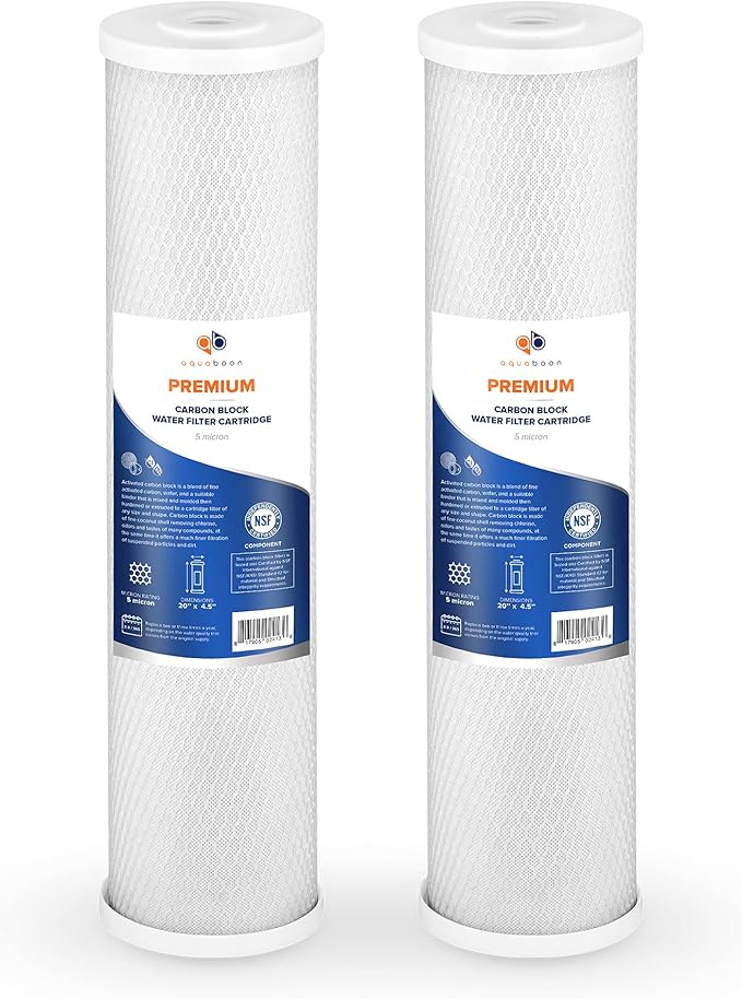 Aquaboon 5 Micron 20 x 4.5 Premium CTO Activated Carbon Water Filter Cartridge by Aquaboon