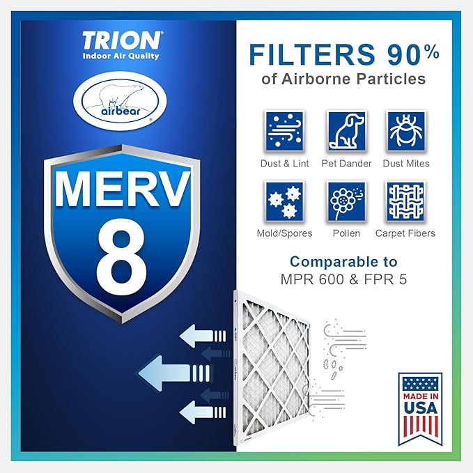 20x20x1 Air Filter MERV 8 TRION Air Bear Pleated HVAC Air Filters Replacement - Image 6