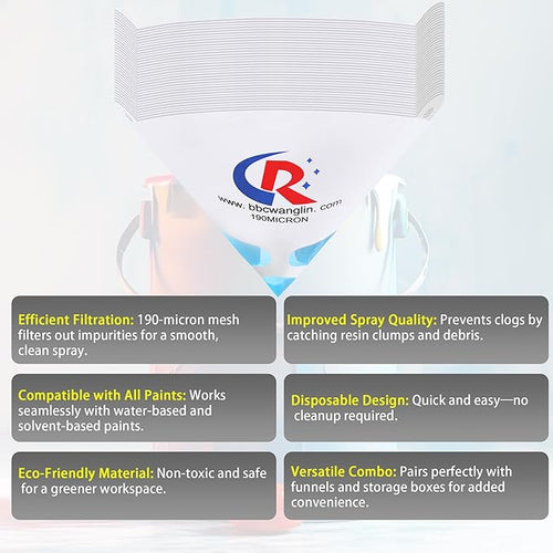 100 Pack of Paint Strainers, Paint Filter Strainer Paper Cone - Image 2