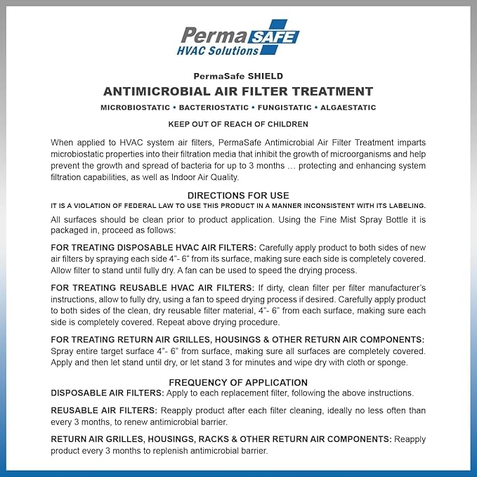 PermaSafe HVAC Solutions, Antimicrobial Air Filter Treatment, Odor Inhibitor - Image 3