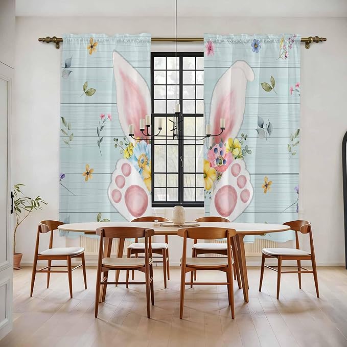 Easter Window Curtains 72 Inch Long 2 Panel Set, Rod Pocket Long Curtains & by Unknown
