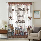 Farmhouse Sheer Curtains 72 Inch Length Retro Country Star Berry Vintage Wood - Image 3