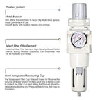 TAILONZ PNEUMATIC 3/4 Inch NPT Manual Drainage Air Filter Pressure Regulator - Image 3