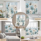 Spring Floral Kitchen Curtains 45 Inch Length, Short Cafe Window Curtains Tab - Image 7