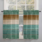 Vintage Plank Turquoise Brown Window Valance Curtains, Farmhouse Wood Grain - Image 2