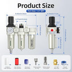 1/2" NPT Air Compressor Water Separator, Industrial Grade 3 Stage Air Drying - Image 2