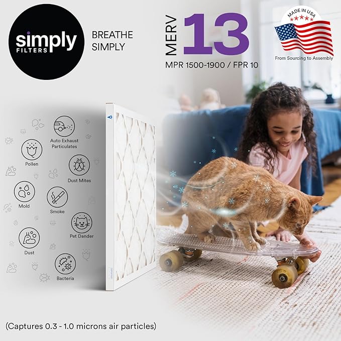Simply 14x20x1 Air Filter, Merv 13, 4 Pack, - Image 2