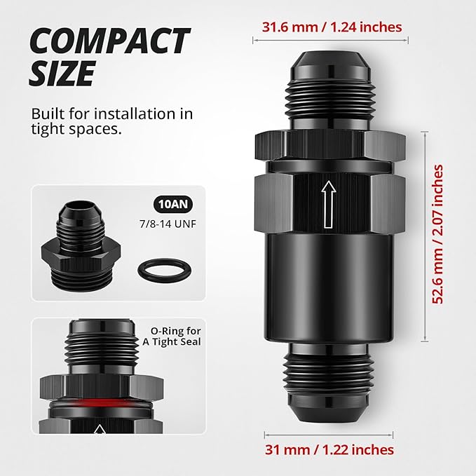 EVIL ENERGY 10AN Billet Inline Fuel Filter 30 Micron Aluminum Black - Image 2