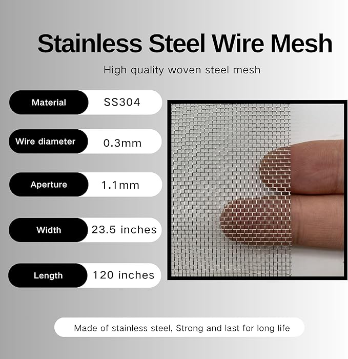 20 Mesh Stainless Steel 304 Wire Mesh Fence Screen 23.5 inches x 10 feet - Image 5