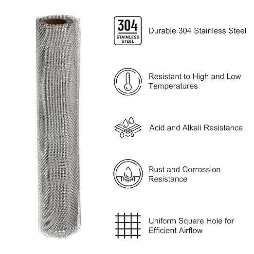 PATIKIL 40" L x 16" W Woven Wire Mesh, 16 Mesh 304 Stainless Steel Air Vent - Image 3