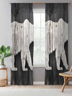 Sheer Curtains 108 Inches Long, Farmhouse Country Rustic Wooden Grain Privacy - Image 5