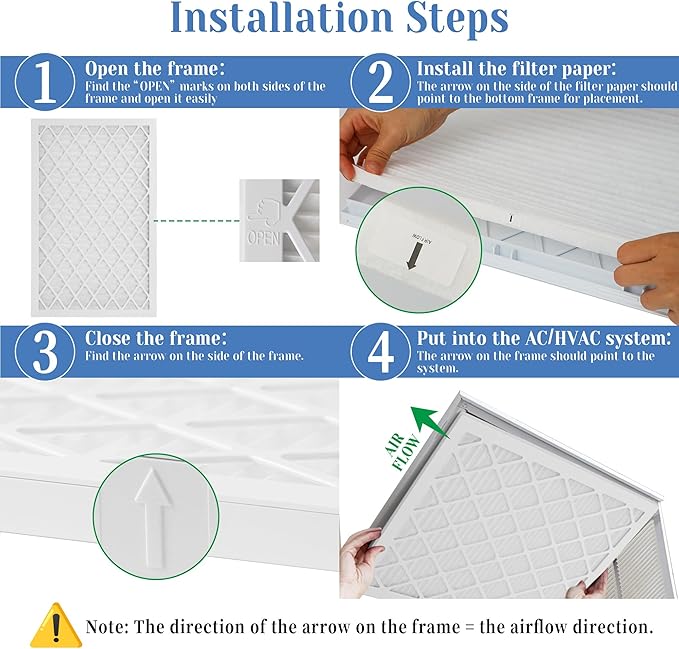 16x20x1 MERV 11 Air Filter, Quality AC/HVAC Furnace Filter，1 Reusable ABS Frame - Image 3