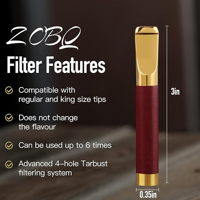 Reusable Washable Cigarette Filter Handcrafted Wood Metal Smoking Cigarette - Image 4