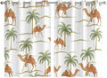 2 Panel Kitchen Cafe Curtains, Desert Camels Sunlight Filtering Nature Air by Hokiten