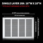 16x10 Return Air Grille, Air Return Vent Cover, Flat Vent Cover, Rejillas De - Image 2