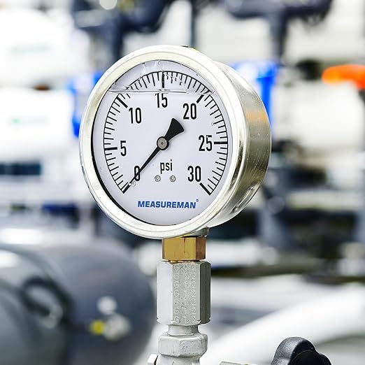 MEASUREMAN Glycerin Filled Plumbing Pressure Gauge 0-30psi Stainless Steel Case - Image 8