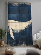 Sheer Curtains 108 Inches Long, Ocean Whale Blue Semi Sheer Curtains Light - Image 2