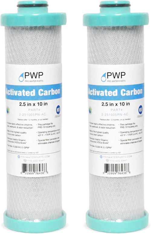 2 Pack 2.5 x 10" RV Water Filter Replaces FRE-10-GN Activated Carbon Block by ProWaterParts