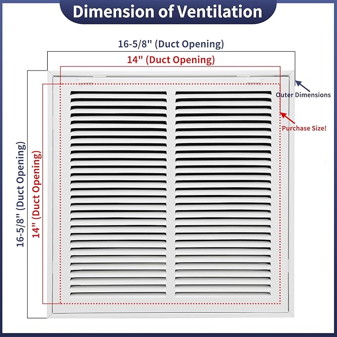 14"W x 14"H Steel Return Air Filter Grille - Image 2