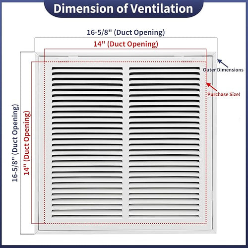 14"W x 14"H Steel Return Air Filter Grille - Image 2