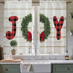 Christmas Wreaths Window Curtains 63 Inch Long 2 Panel Set, Rod Pocket Bedroom by Unknown