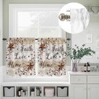 Kitchen Curtains Tiers and Valance Set of 3, Texas Star Brown Light Filtering - Image 8