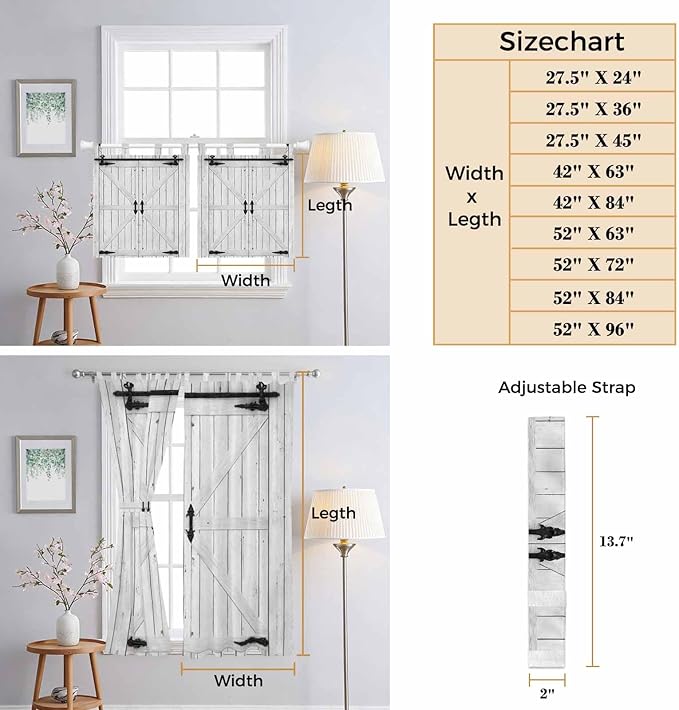 Farmhouse Wood Grain Living Room Curtains 84 Inch Length, Window Curtains Tab - Image 8