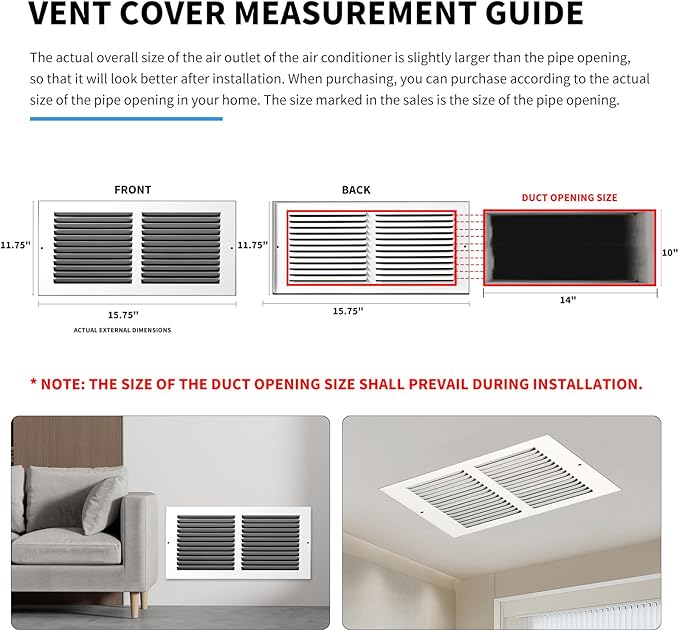 14x10 Return Air Grille, Air Return Vent Cover, Flat Vent Cover, Rejillas De - Image 4