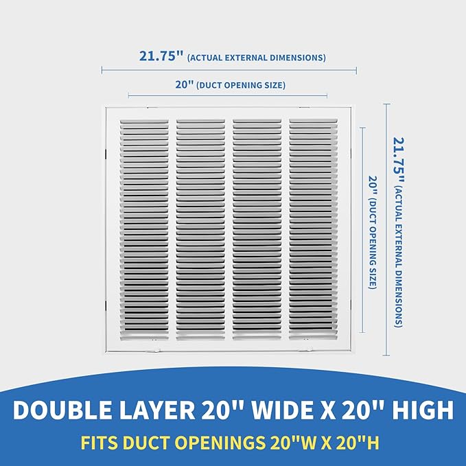 20 x 20 Return Air Grille, Return Air Vent Cover - Image 2