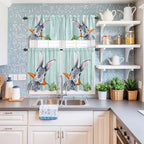 Easter Kitchen Curtain Set, Spring Rabbit Botanical Carrots Green Wooden Grain - Image 6