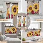Sunflowers Kitchen Curtains 24 Inch Length, Small Window Curtains Tab Top - Image 7
