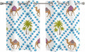 2 Panel Kitchen Cafe Curtains, Camels Palm Trees Sunlight Filtering Nature Air by Hokiten