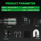 MELONFARM Dual-Fan Air Filter 4 Inch Dual-fan power boosts air circulation - Image 8