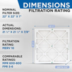 Glasfloss 22x22x1 MERV 10 Pleated Air Filters Box of 6. Actual Size: 21-1/2 x - Image 2