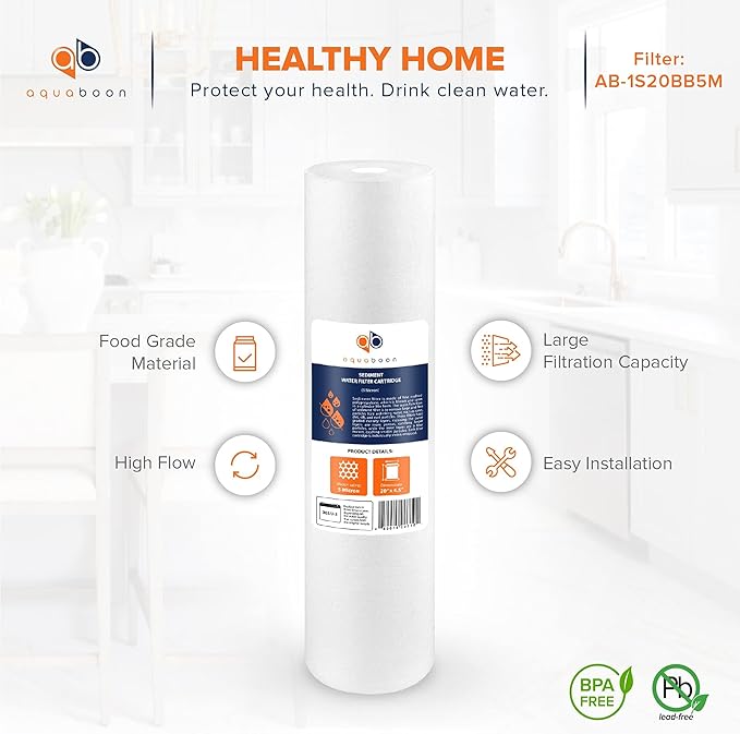 Aquaboon 5 Micron 20 x 4.5 Water Filters Whole House Set NSF Certified Water - Image 9