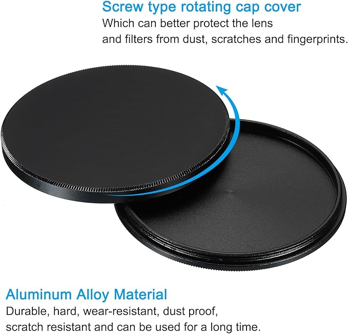 PATIKIL 55mm Lens Cap, 2 Pack Camera Lens Cap Cover Universal Front Metal Lens - Image 4