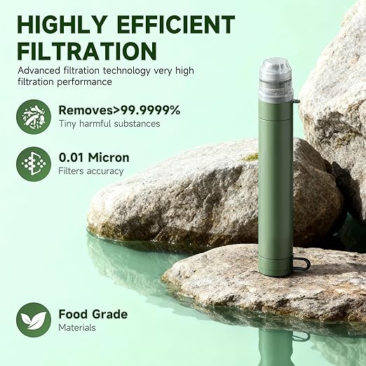 4 Pack Water Filter Straw, Portable Personal Water Filtration System, Compact - Image 2