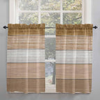 Retro Farm Wood Board Window Valance Curtains, 2 Panel by IDOWMAT