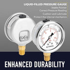 2-1/2" Dial Size, 0-160 Psi Lead-Free Pressure Gauge, Glycerin Liquid Filled - Image 3