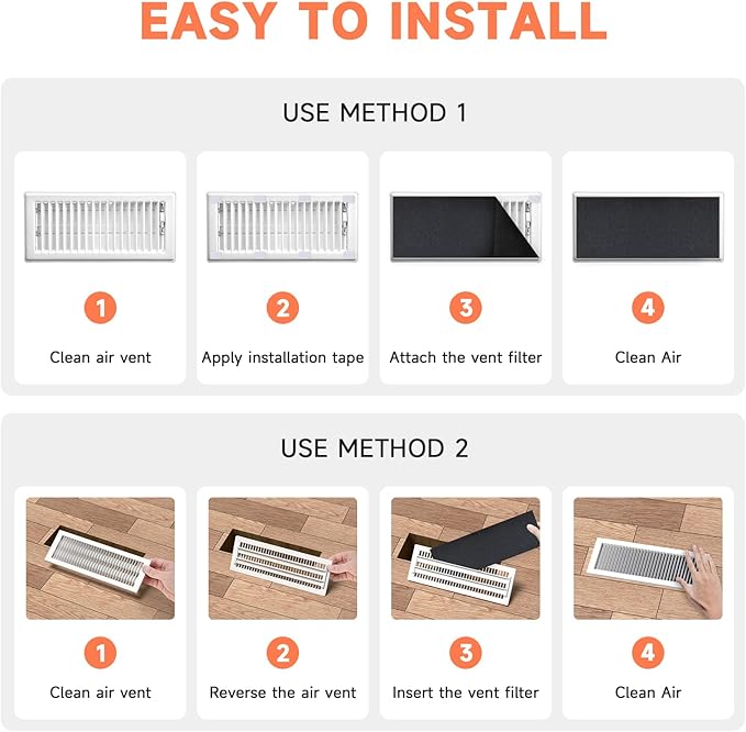 4 x 12 Inch Air Vent Filters Activated Charcoal Carbon Filter Premium Floor - Image 5