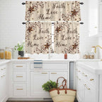 Kitchen Curtains Tiers and Valance Set of 3, Retro Country Stars Rustic - Image 3