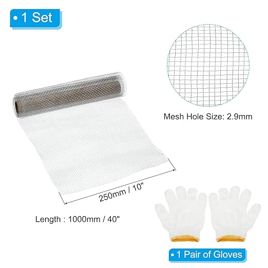 PATIKIL 40"L x 10"W Woven Wire Mesh, 8 Mesh 304 Stainless Steel Air Vent Filter - Image 2